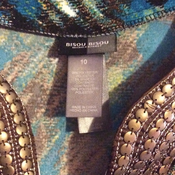 Bisou bisou 10 turquoise brown black tunic - Picture 2 of 3